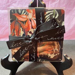 Chico's coaster gift. Beautiful animal patterns with flowers. 4 inches × 4 inche